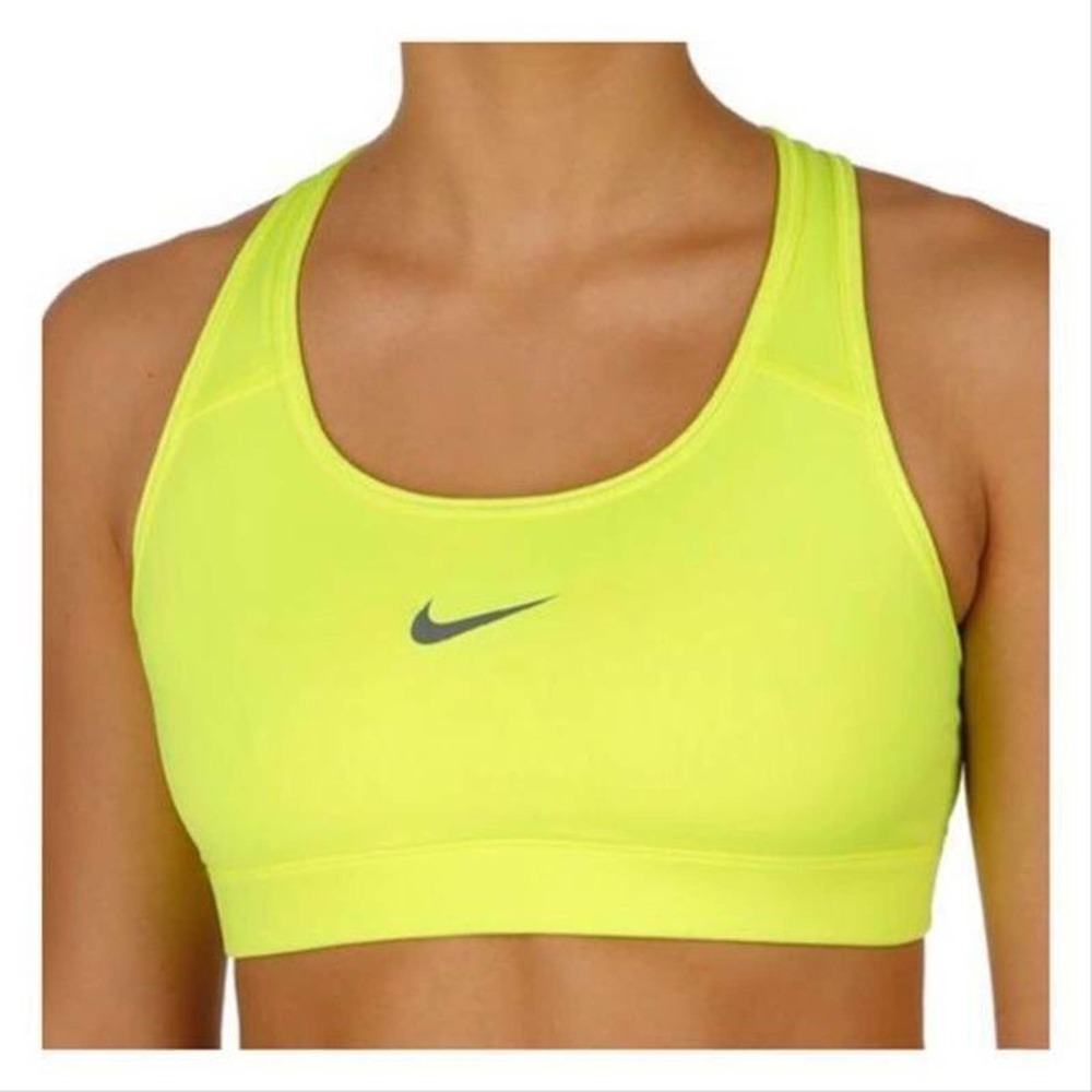 NIKE Dri-Fit Classic Swoosh Sports Bra Neon Green | XS